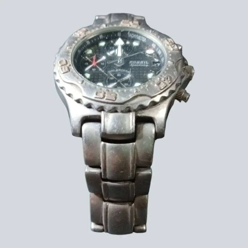 Mens FOSSIL Blue Speedway TI-5010 Titanium Chronograph Watch Needs Battery
